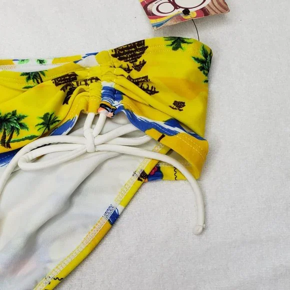 x new Swimsuit Bikini Bottom Ties Strings Ruched OP Jrs XL 15 17 Adjustable NWT - Picture 4 of 10